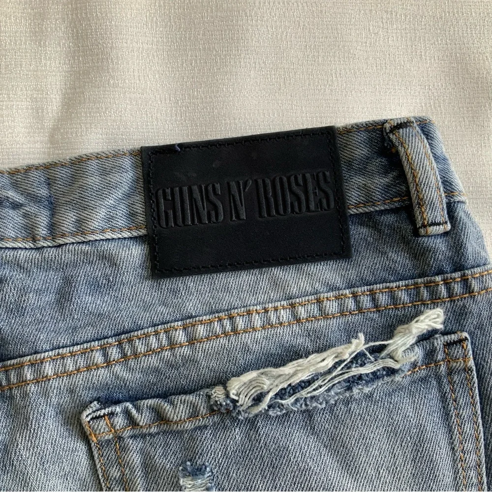 Zara Distressed Blue Jean Shorts with Patch